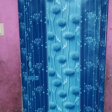 Blue decorative PVC door with dandelion print design