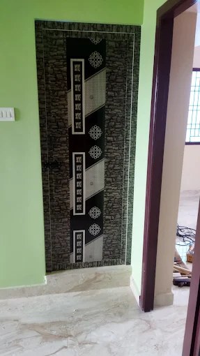 PVC Door with stone texture and metallic pattern design