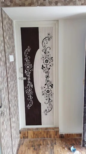 Decorative PVC door with floral design